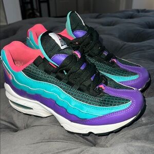 Nike Air Max 95 Now GS 'Green Cabana'- Vibrant Teal and Purple Sneakers